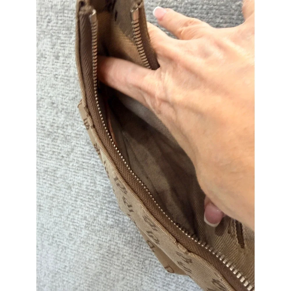 Dooney & Bourke Brown Monogram Shoulder Bag with Tan Trim